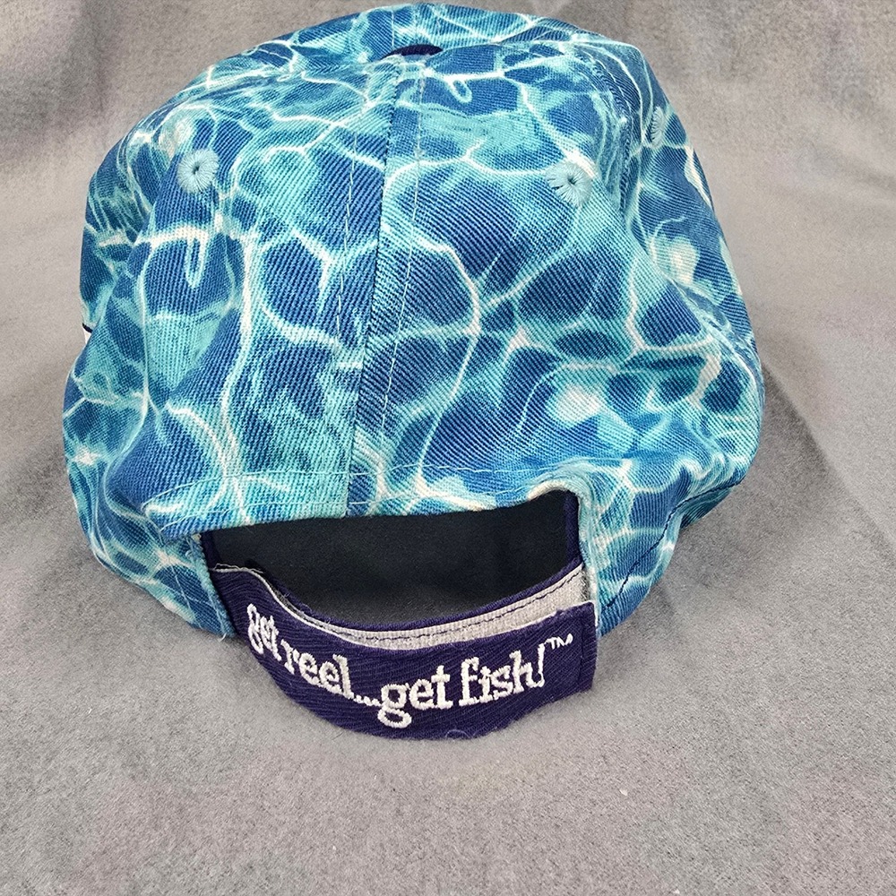 Get Reel Get Fish Blue Water Ripple Print Fish Skeleton Baseball Hat OSFM - Picture 6 of 9